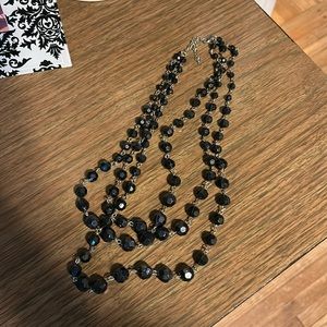 Layered black bead necklace